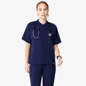 FIGS DAHRA SCRUB TOP IN NAVY